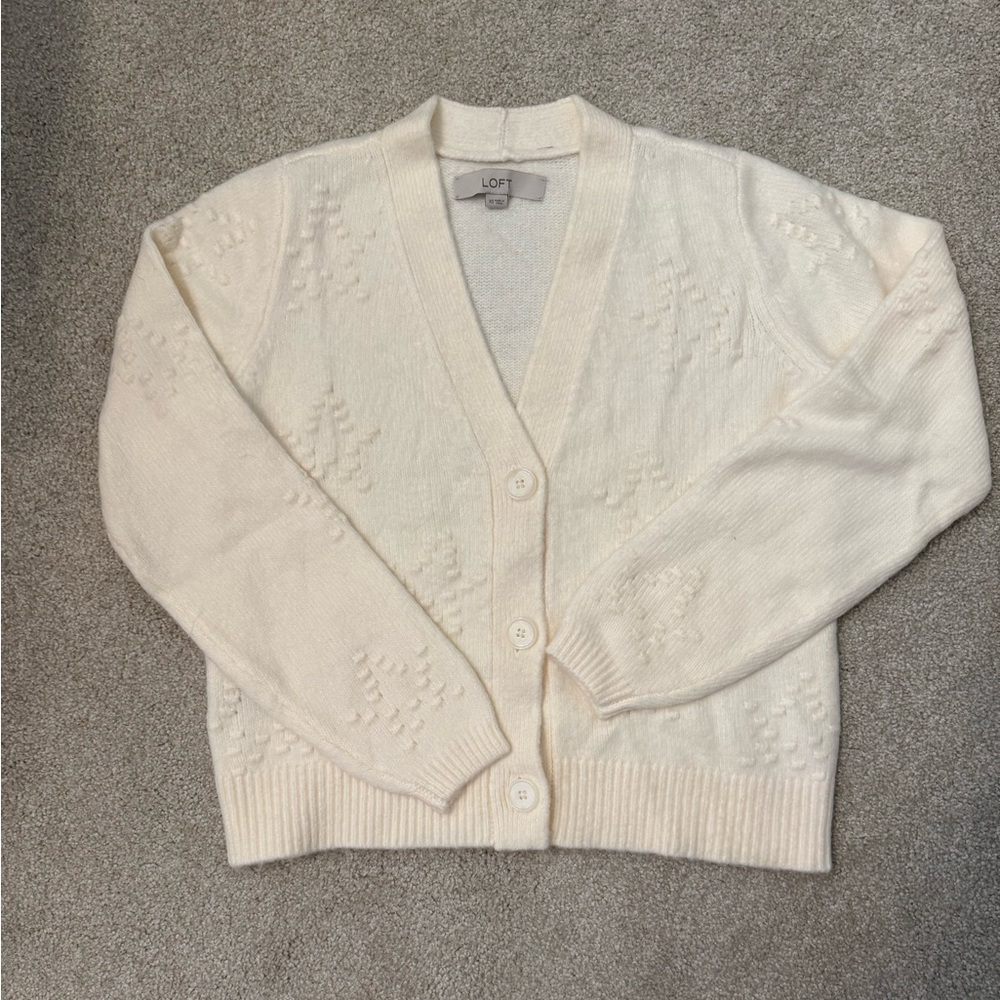 LOFT Women's Ivory Cardigan Sweater